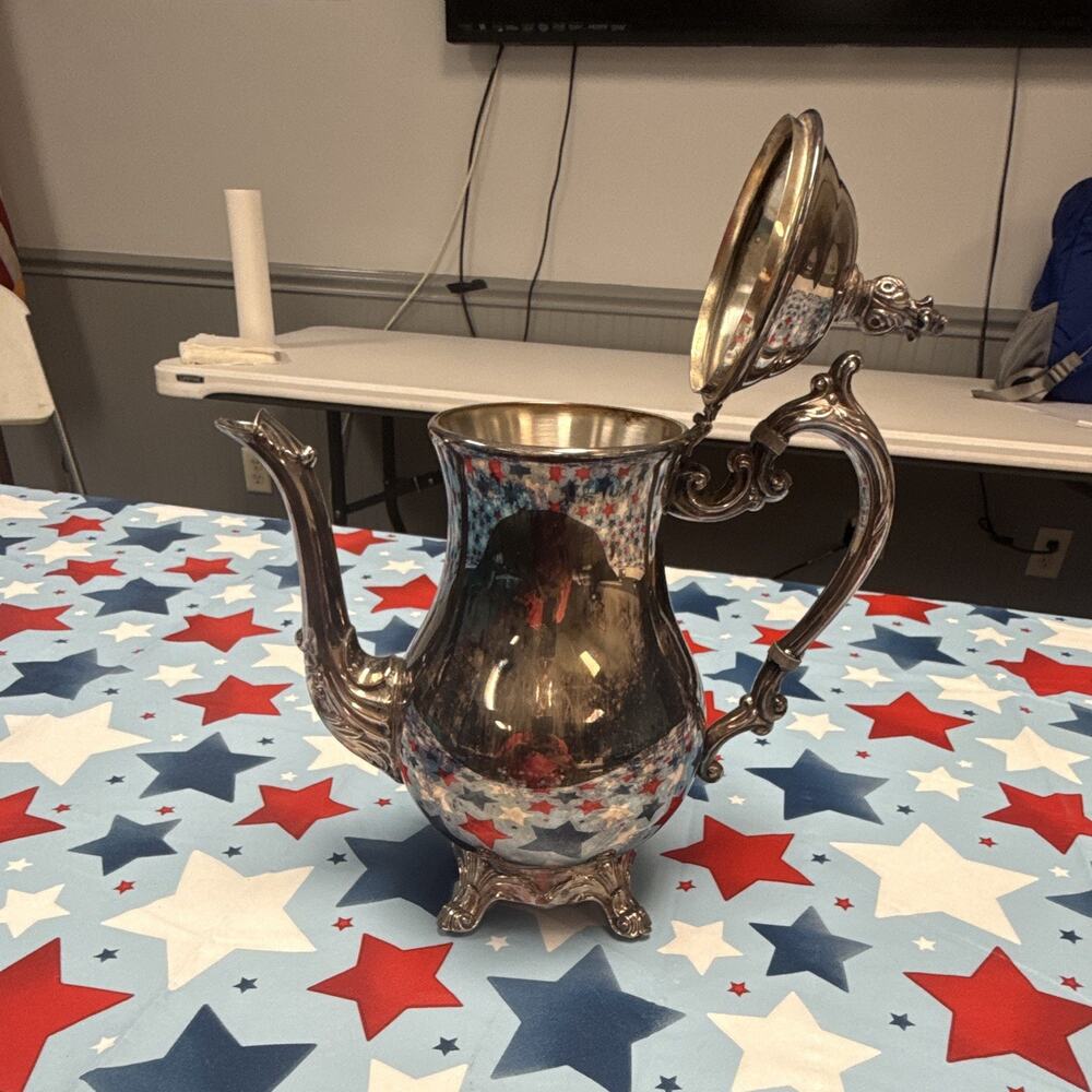 FB Rogers Victorian Silverplate Coffee/Tea Pot with Hinged Lid